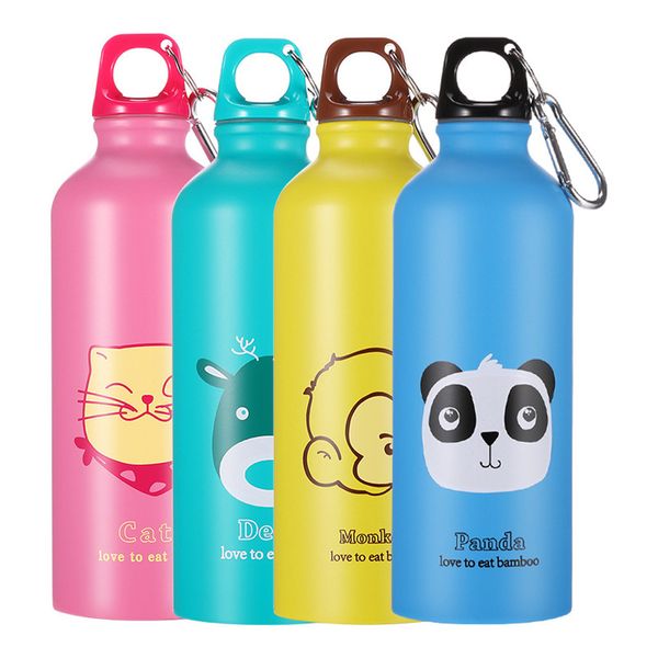 

500ml kids cute portable kettle with hook lid for outdoor travel man women gift sports bottles stainless steel
