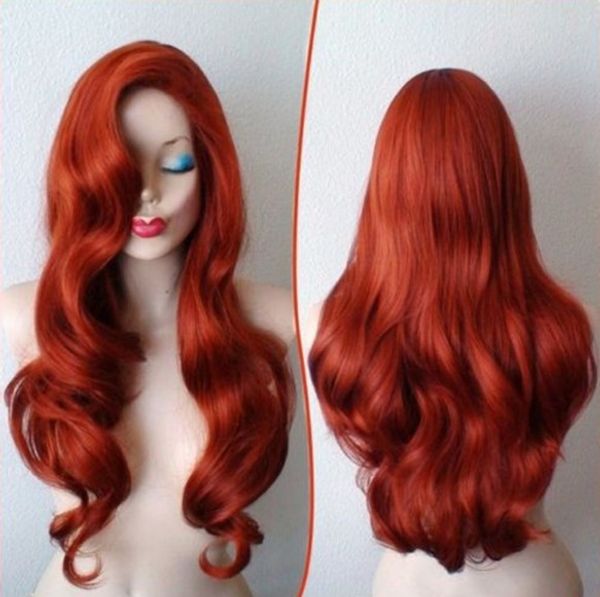 

ladies copper red long curly hair fashion role playing wig synthetic wigs masquerade game special wig support retail and wholesale, Black