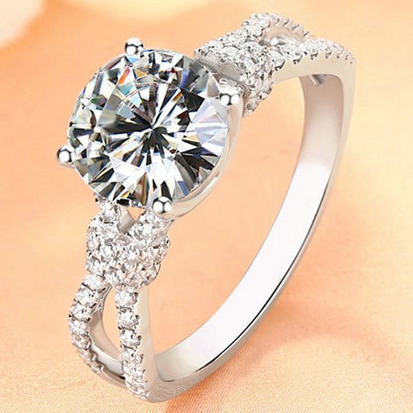 

1 18k white gold moissanite diamond ring crown cross intersect women wedding party engagement anniversary ring 1 ct vvs, Golden;silver