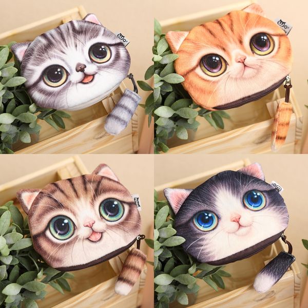 

3d printing creative cute bag head plush coin purse cat wallet small tail cat wallet