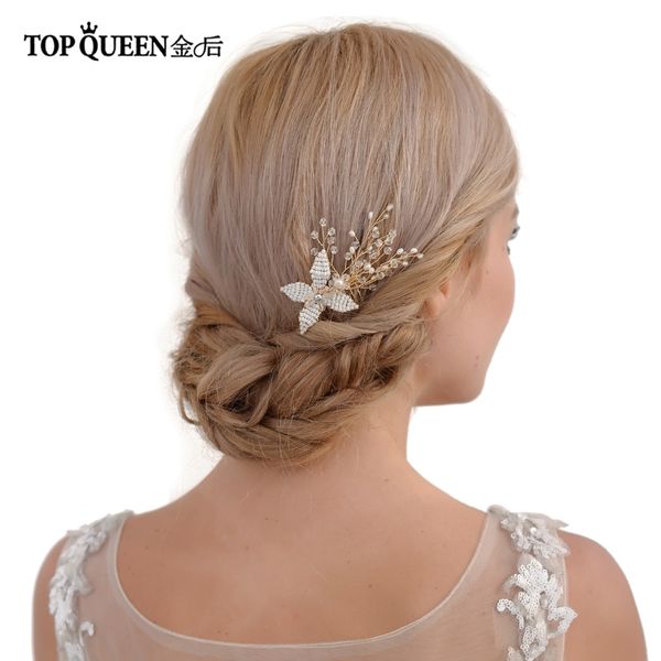 

ueen hp66 handmade flower branch rhinestone pearl beaded wedding hair accessories hair comb bride jewelry wholesale