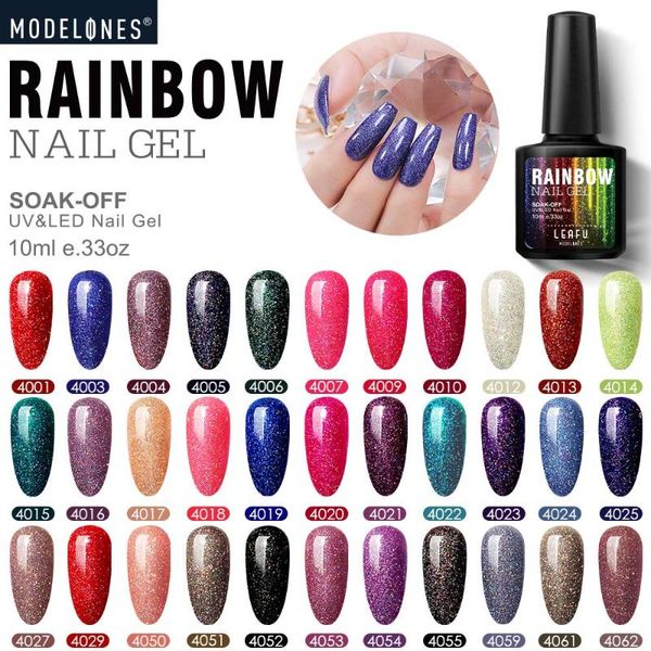 

modelones shiny platinum glitter led nail gel enamel soak off neon gel lacquer long lasting sparkly sequins uv nail varnish, Red;pink