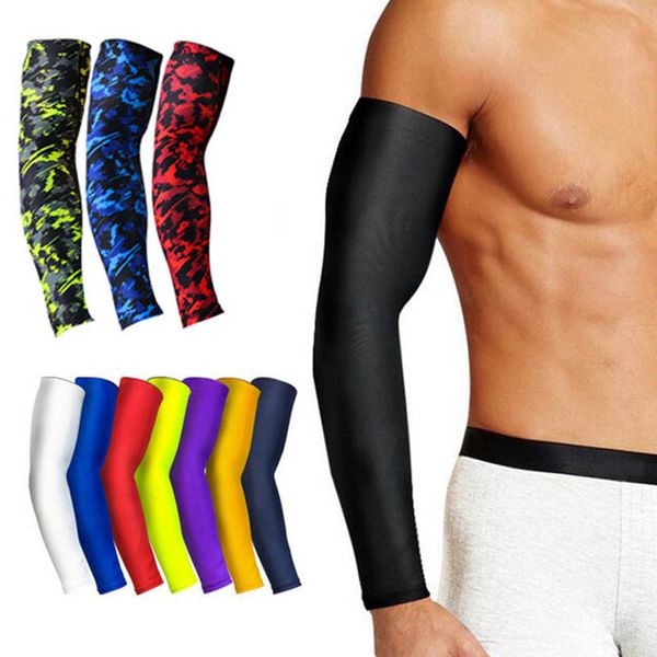 

1pcs breathable quick dry uv protection running arm sleeves basketball elbow pad fitness armguards sports cycling arm warmers, Black