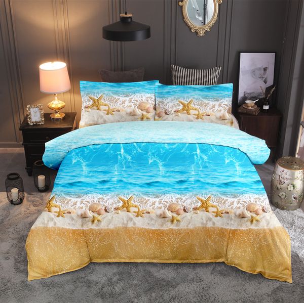 

wensd 3d bedding set beach ocean scenery print duvet cover set lifelike bedclothes with pillowcase bed home textiles
