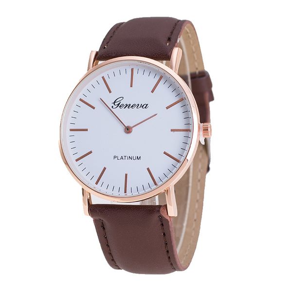 

new recommend women watches ladies watch fashion geneva casual clock wrist watches vintage leather pu quarzt watches relogio feminino, Slivery;brown
