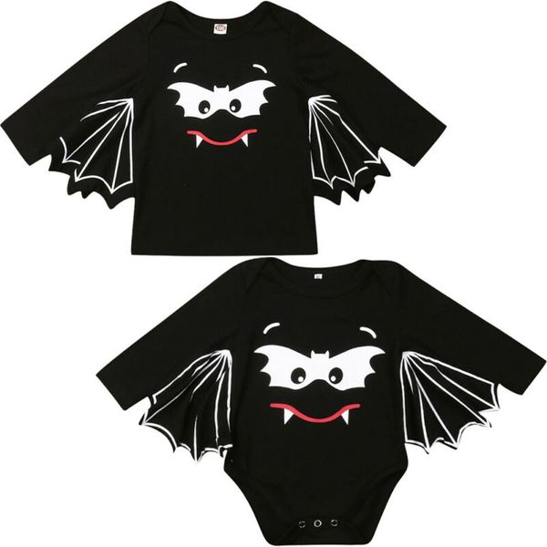 

halloween clothes newborn baby girl boy clothes long sleeve bat romper t-shirt outfits, Blue