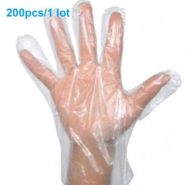 

200pcs/lot disposable gloves one-off plastic gloves restaurant bbq transparent eco-friendly pe waterproof glove kitchen garden accessories