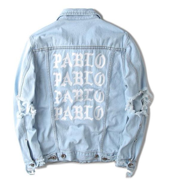

2019mens kanye west jackets pablo denim jacket washing vintage male letter printed loose jacketscoat, Black;brown