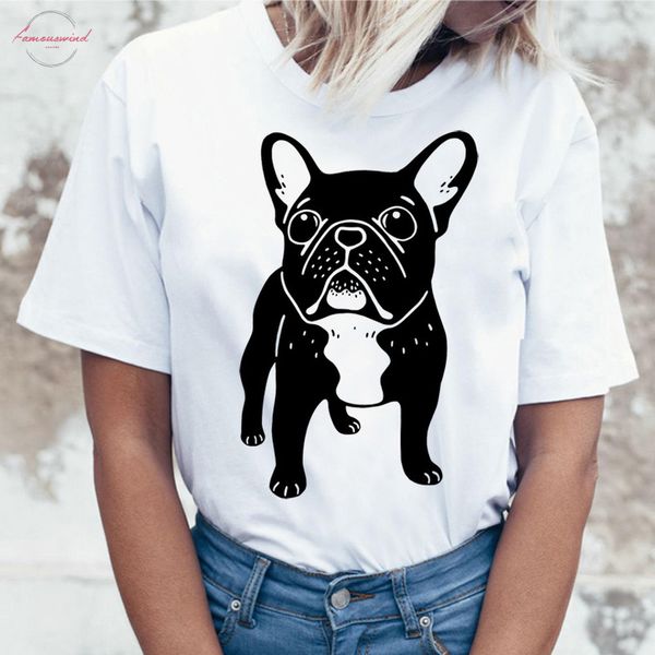 

french bulldog t shirt tee shirts cartoon women harajuku kawaii t shirt korean funny clothes femme tshirt female ulzzang, White
