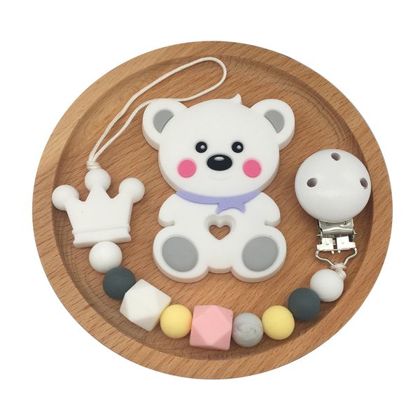 

teddy bear baby pacifier clips holder chain baby rattle dummy clips teething toy set newborn shower gifts bpa free