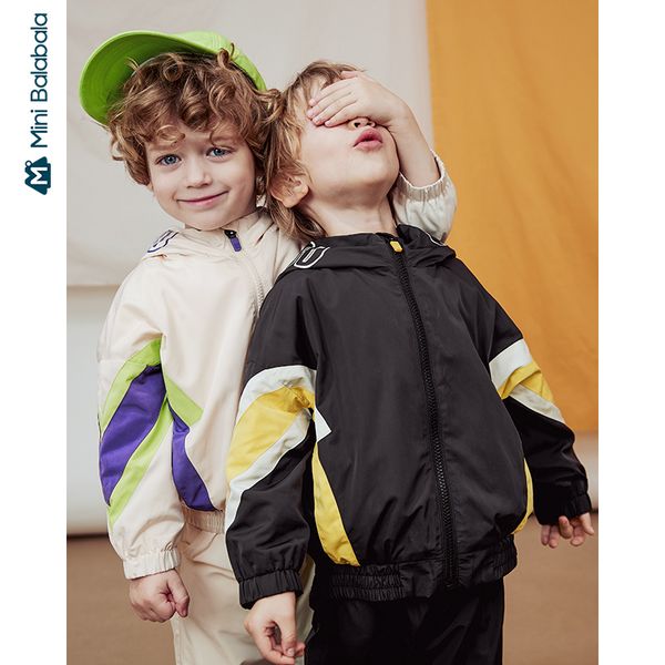 

mini bababala boys coat 2020 spring and autumn boys loose hooded tide foreign style korean children's clothing, Blue;gray