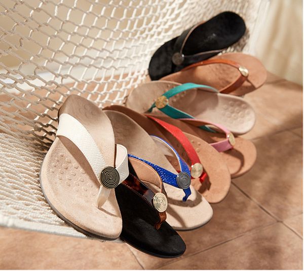 

on a wedge big size rivet home slippers women's shoes woman 2020 rubber flip flops low shale female beach pantofle massage, Black