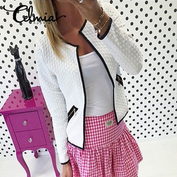 

4xl celmia 2017 long sleeve women smart business office suit jacket feminino outwear autumn winter check short coat plus size, Black;brown