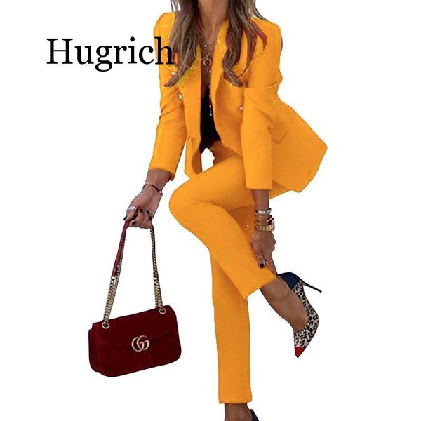 

winter women elegant blazers set long sleeve coat + pencil pants suit office lady two piece suits work outfits matching sets, White;black