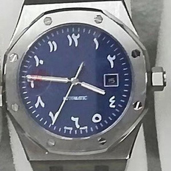 

watch 3-pin royal men ancient arabic numerals 41mm back open automatic machinery sweeping movement no battery watches oak 58322, Slivery;brown