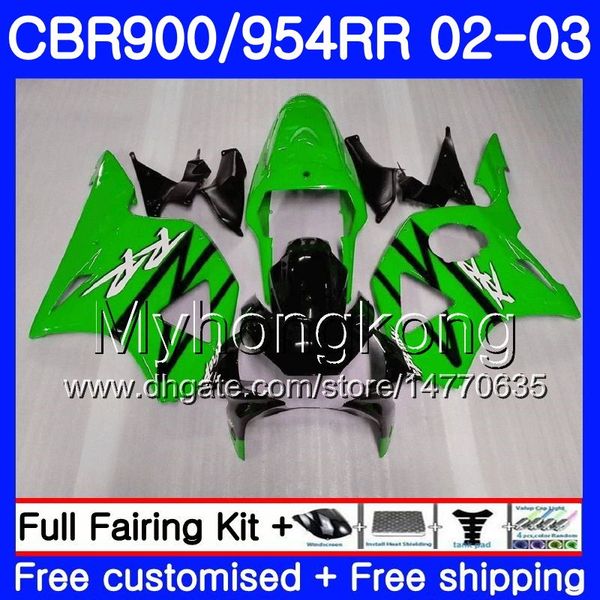 Para a HONDA CBR900RR CBR 954 RR CBR954RR 02 03 Lustroso verde preto CBR900 RR 280HM.49 CBR 900RR CBR954 RR CBR 954RR 2002 2003 Kit de carenagem