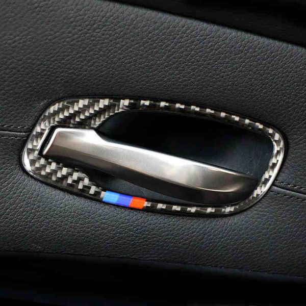

for bmw 5 series e60 e61 f10 2005-17 carbon fiber car interior door handle cover trim door bowl stickers car styling accessories