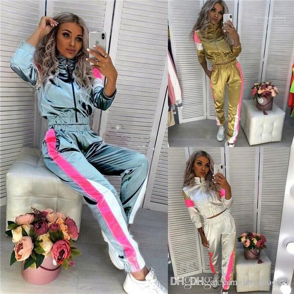 

2pcs tracksuits stand collar long sleeve fashion female clothing sport style casual apparel womens sports designer, Gray
