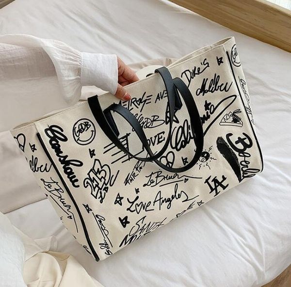 

graffiti canvas bag women cross-body large capacity fashion handbags lady shipping totes shoulder bags