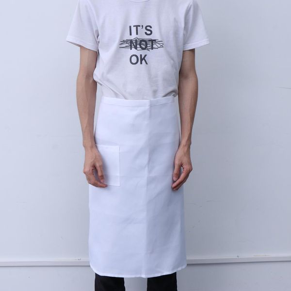 

1pc short waist apron with pocket for chef waiter waitress kitchen apron cooking for l cafe restaurant shop (white