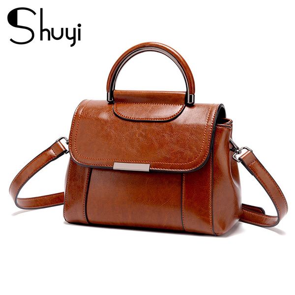 

корейская версия ветра 2020 новые дамы промасленная восковая кожа коммутируют досуг мода дикая сумка тренд сумка