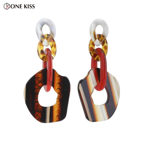 

new fashion multicolor acrylic leopard dangle earring muli-layer long chain link statement big drop earrings for women jewelry, Silver