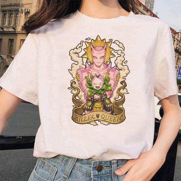 

jojo bizarre adventure funny t shirts for man japan anime printed tshirt casual jojo t shirt hip hop tees female, White