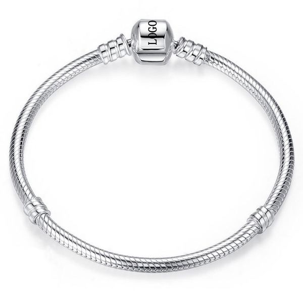 

fashion charm chain basic snake bracelet fit original pandoras charms s925 silver bangles diy jewelry valentine's day gift, Golden;silver
