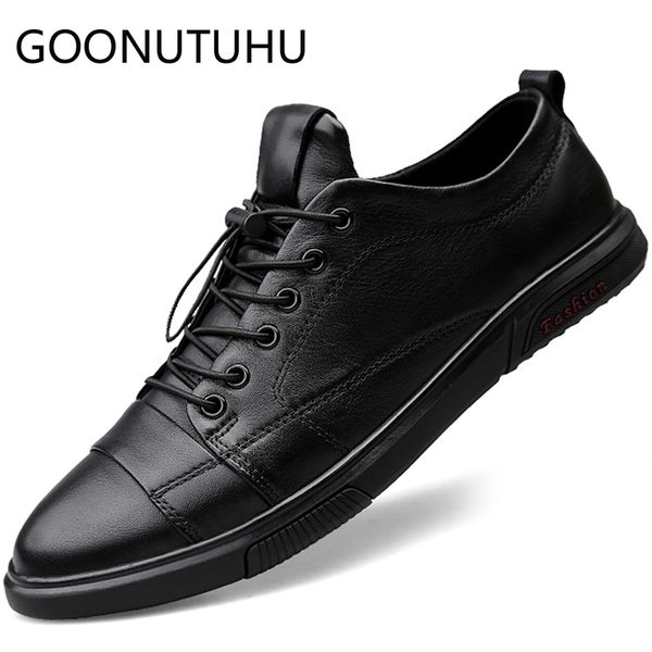 

2019 new fashion men's shoes casual genuine leather man flats sneakers white or black shoe man platform shoes for men size 37-47