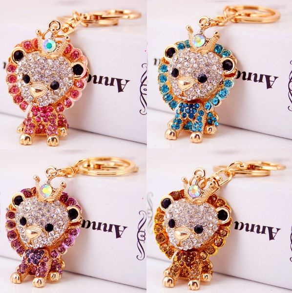 

Bling bling cry tal rhine tone cute lion metal keychain keyring car keychain pur e charm handbag pendant metal pendant animal keych