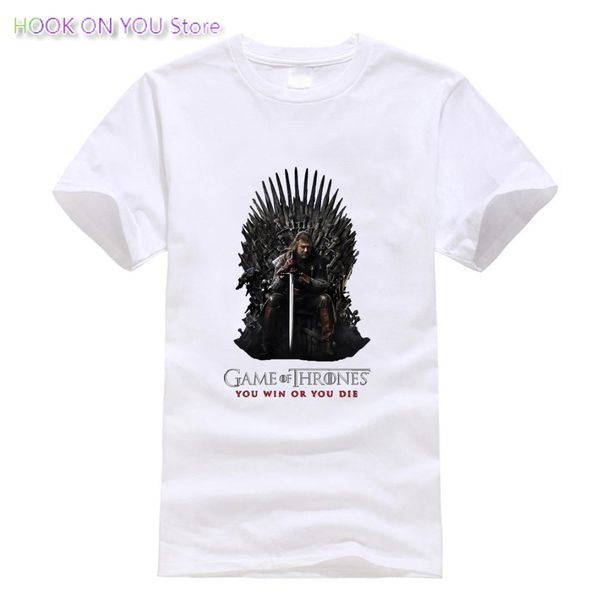 

new 2019 season 8 t shirt men t-shirt casual men tshirt tee you win or you die print shirt, White;black