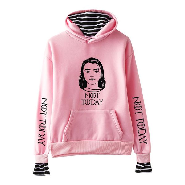 

arya stark print fashion comfortable fake 2 pieces hoodies sweatshirt high street cool casual hip hop basic hipster popular kpop, Black