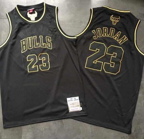 

men's basketball chicago bulls 23 michael jd gold black 1997-98 hardwoods classics retro jerse, Black;red
