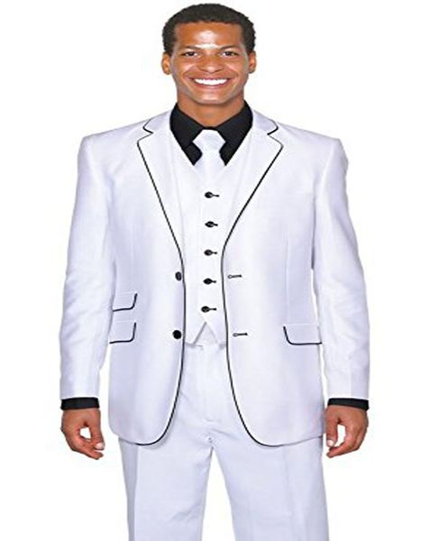 

new custom made men's suit black trim wedding groomsman suits groom suit groomsman evening suits (jacket+pants+vest+tie, White;black