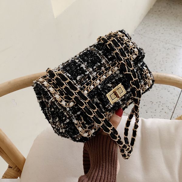 

autumn and winter woolen small bag 2019 new wave of female wild chain of small fragrant wind messenger bag ladies