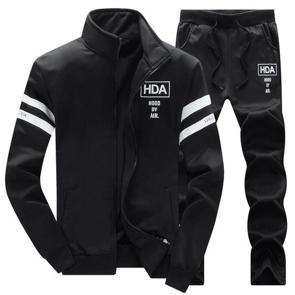 

мужчины set мода осень весна спортивный костюм толстовка sweatpants 2 шт мужская одежда тонкий мужской костюм спортивной одежды дизайнер, Gray