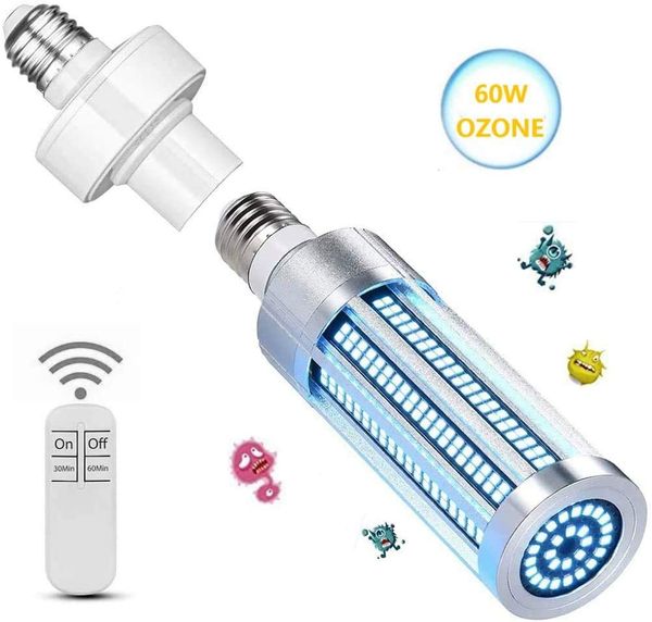 

uv sanitier 60w uv germicidal lamp disinfection lamp sterilization uvc led corn light bulb with remote control