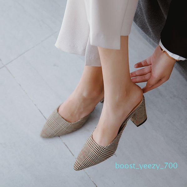 

fashion women high heels slipper mules decors pointed toe slip shoes slipper pumps elegant women shoes b70, Black