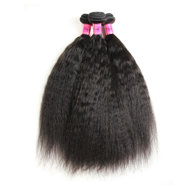 

100s 8-28inch natural color yaki straight human hair bundle hair weft hair extensions for african women, Black