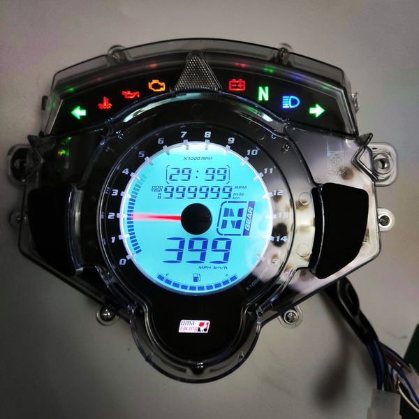 New 7 Cor Tela Medidor de Motocicleta Instrument Digital LED velocímetro tacômetro odómetro Para Yamaha LC135