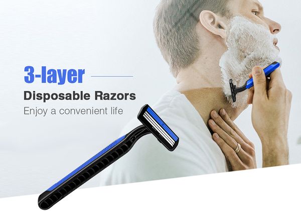 

three-layer blade 16pcs disposable razors men manual shavers hair removal men's safe face care shaving machine