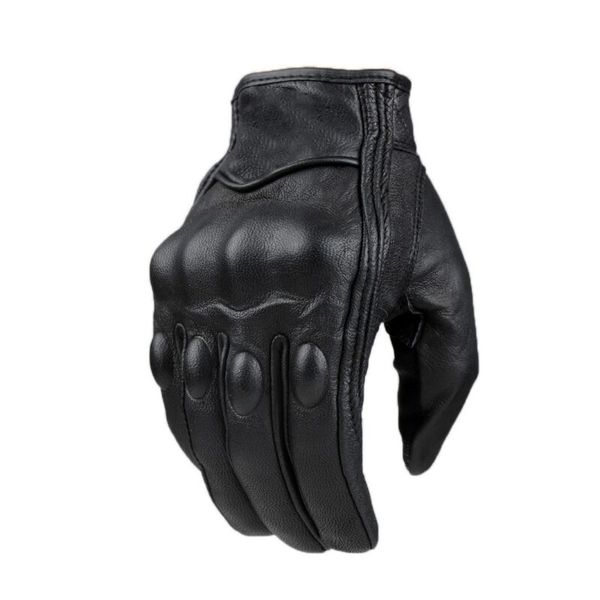 

woman men touch screen motorcycle gloves leather breathable winter summer touchscreen motor gloves waterproof retro luvas, Black
