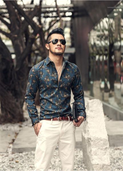 

fit shirt spring new mens designer casual print shirt fashion long sleeve lapel neck homme clothing slim, White;black