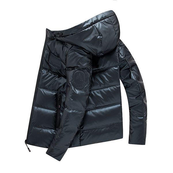 

winter men's 90% coats fashion shine duck jackets men solid hooded short down overcoats male parkas jk-855, Black