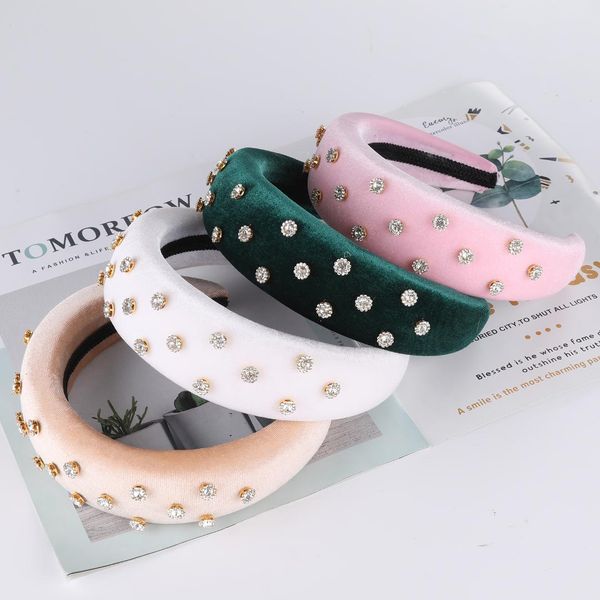 

awaytr 2019 handmade thick velvet headbands for women accessories hair band wide simulation pearls headwear padded hairbands
