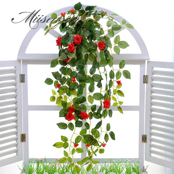 

artificial flowers simulation wall hanging basket flower rose fake silk vine flowers leavf diy garland flower for home wedding