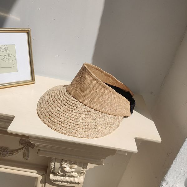 

empty-ed lafite sun head sun hat women's travel headless cap seaside foldable sunshade hat, Blue;gray
