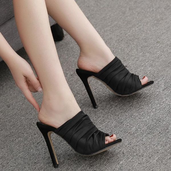 

summer shoes women flip flop high heel sandals fashion transparent sandals party shoes stiletto party open toe sandles, Black