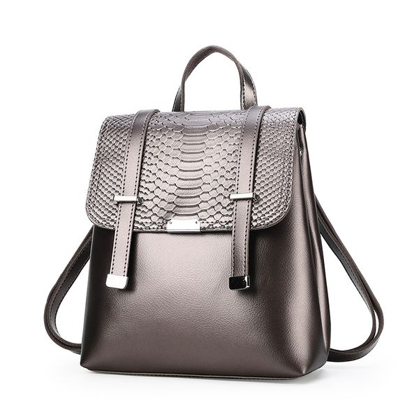 

ladies backpack 2020 new backpack fashion crocodile pattern bag large capacity anti-theft travel soft leather bag