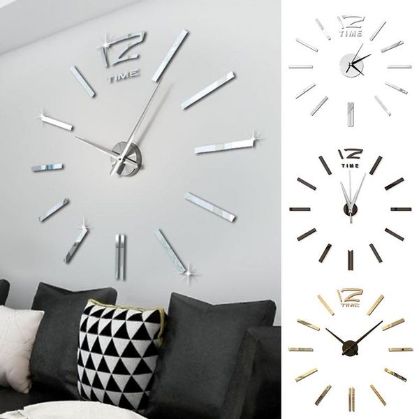

antique mini diy mirror surface clock sticker mute wall clock 3d wall watch living room home office decor christmas gift